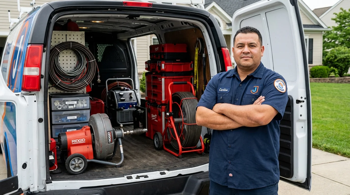 Professional drain cleaning equipment and Johns Plumbing LLC plumber in Tuttle