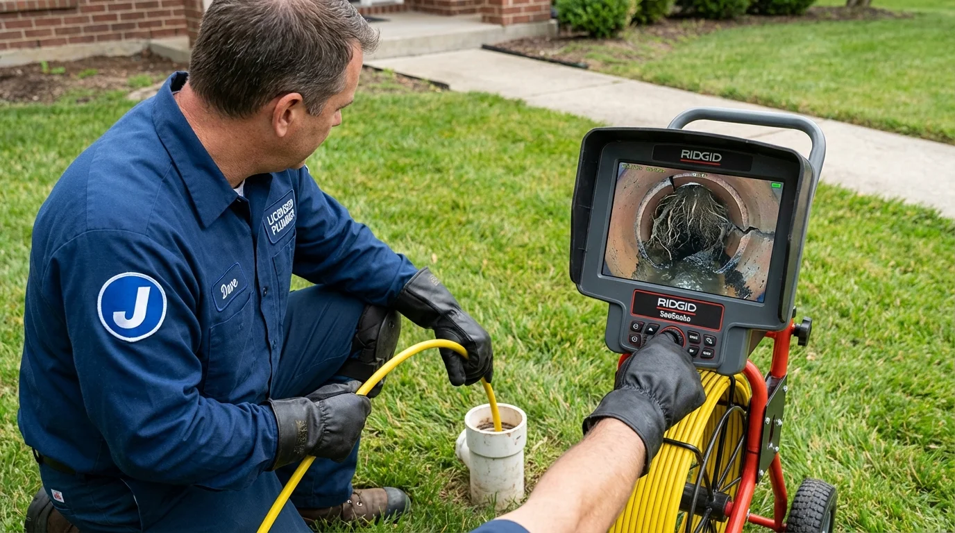 Sewer camera inspection being performed by Johns Plumbing LLC in Tuttle